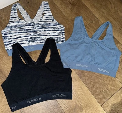 Sujetador deportivo Fruit of the Loom para niña paquete de 3 talla grande Foto 1 de 4