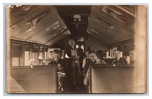 Railroad Dining Car Interior RPPC ~ 1908c - Picture 1 of 2