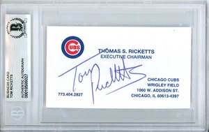 Tarjeta de visita firmada por el dueño de Tom Ricketts Chicago Cubs Beckett auténtica automática BAS - Imagen 1 de 2
