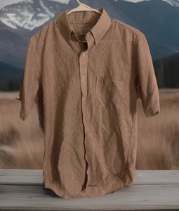 Vintage Arrow Dover Men’s Size 15.5 Red Striped Short Sleeve Shirt Made In USA - Picture 1 of 3