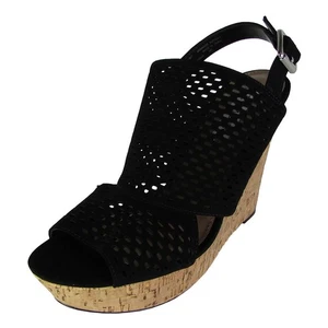 Steve Madden Womens Exhibit Slingback Platform Wedge Shoes, Black, US 8.5 - Picture 1 of 3