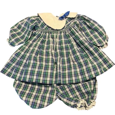 Petit Ami Green Blue Plaid Outfit Baby Girls Size 12 Months 12M - Image 1 of 4