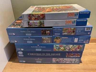 Gibsons & Ravensburger Jigsaw Bundle Job Lot 3 x 636 + 6 x 500 Piece COMPLETE - Image 1 of 4