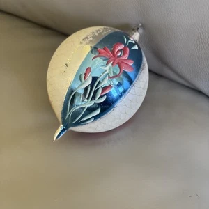 Lg W. Germany Poland Blown Glass Christmas Ornament Hand Painted - Picture 1 of 7