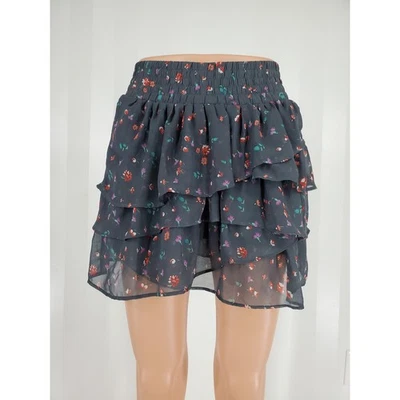 Minifalda para mujer AMERICAN EAGLE gris estampado floral con volantes talla S Foto 1 de 4