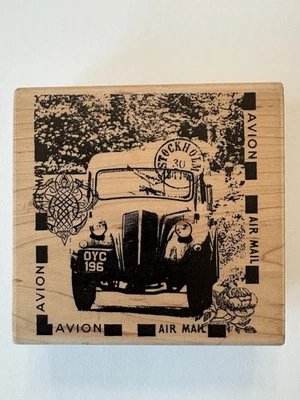 Stampington The Car Collage correo aéreo matasellos medios mixtos sello de goma de Estocolmo Foto 1 de 4