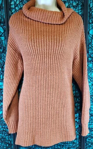 FREE PEOPLE SWEATER WOMENS S COPPER LEO COWL TUNIC OVERSIZED CHUNKY COZY BOHO - Picture 1 of 11