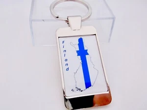 FINLAND FLAG MAP BADGE KEYRING KEY FOB BOTTLE OPENER CHAIN GIFT - Picture 1 of 6