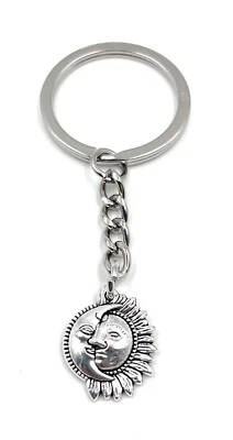Sun And Moon half Moon Silver Key Ring Pendant - Image 1 of 3