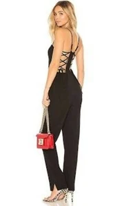 BNWT BCBG MAX AZRIA ESMEE JUMPSUIT BLACK SZ XS FITS TALL SZ AS WELL ORIG $298 - Picture 1 of 12