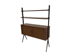 Mobile libreria a scaffali con ante a tapparella - vintage modernariato anni 50  - Foto 1 di 12