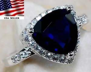 2CT Treated Blue Sapphire & Topaz 925 Sterling Silver Ring Jewelry Sz 8 UB1-9 - Picture 1 of 3
