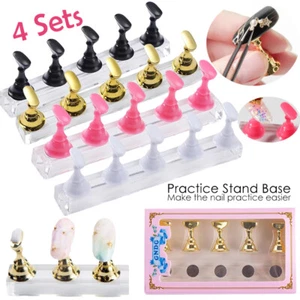 4SETS Nail Art Tips Practice Display Stand Holder Acrylic Magnetic Salon Tools A - Picture 1 of 12