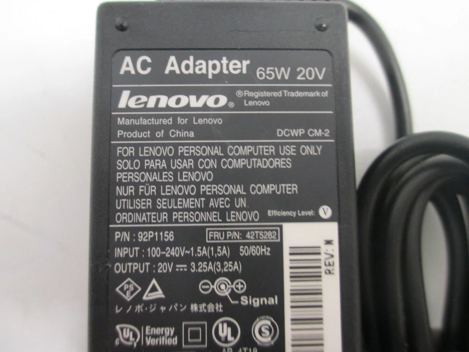 LOTE DE 5 adaptadores de CA Lenovo 92P1156 65W 20V con cables de alimentación Foto 1 de 4