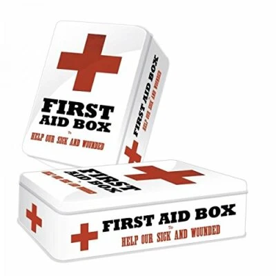 NEU VINTAGE STIL WEISS ERSTE HILFE IHR LAND BLECH METALL BEHÄLTER AUFBEWAHRUNG HMB