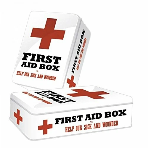 NEU VINTAGE STIL WEISS ERSTE HILFE IHR LAND BLECH METALL BEHÄLTER AUFBEWAHRUNG HMB