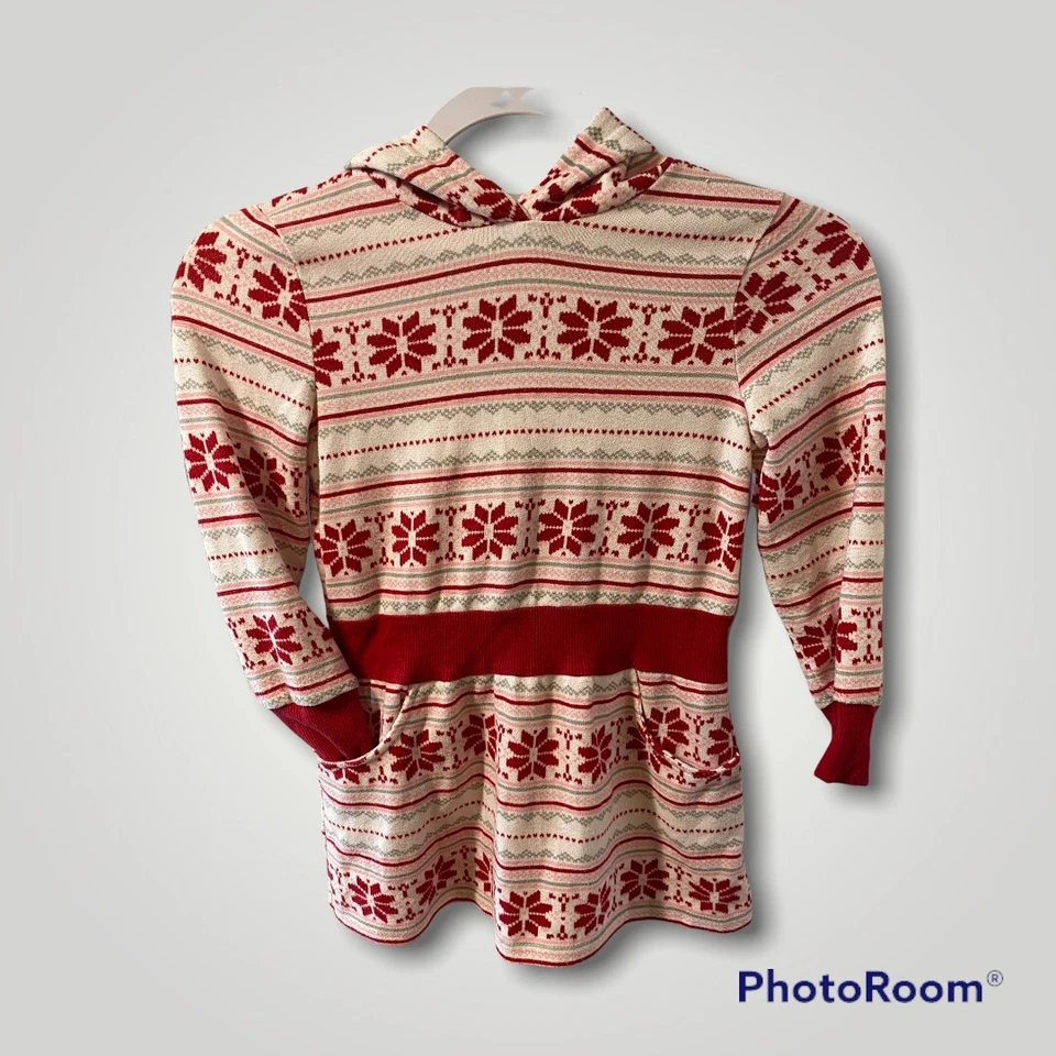 Девочек ясельного возраста платье Топ толстовка с капюшоном Sz 6-6 x повседневный зимняя школа вечеринки день Nordic EUC - Изображение 1 из 4