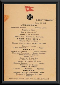 Titanic Last Menu White Star Line Reprint On Original Period 1912 Paper *P010 - Picture 1 of 1