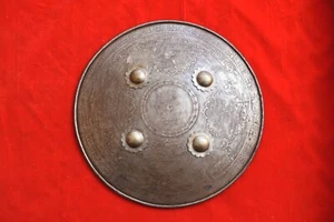 Vintage Mughal Islamic engraved iron Kufic shield Mughal King dhal shield 15" - Picture 1 of 9