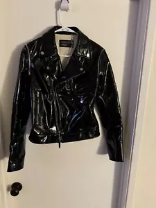 Women Donald J. Pliner" patent leather zip up shinny M/C jacket. Size Sm. - Picture 1 of 4