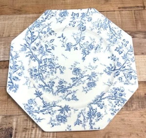 Grace Fine Porcelain Octagonal Plate With Blue Floral Design Dishwasher & Microw - Picture 1 of 4