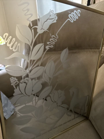 Vintage  Etched Mirror Wall Decor Floral W/MCM Horse 16x20” Cover
