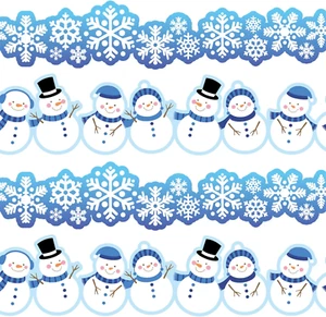 68Ft Winter Bulletin Border Sticker Holiday Decoration Borders Snowflake Snowman - Picture 1 of 7