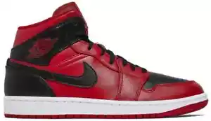 Nike Air Jordan 1 Mid "Reverse Bred" Bianco Rosso 554724-660 Uomo 9 - Foto 1 di 5