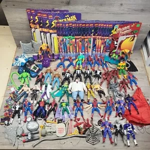 Vtg Spider Man Animated Series Action Figure Lot 40+ Toy Biz Accessories Cards - Picture 1 of 24