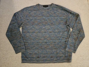 Jhane Barnes Men's Blue Silk Blend Sweater Large L Small Flaw Vintage - Picture 1 of 9