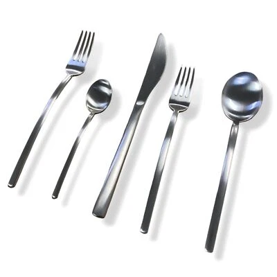 $262 Mepra Gray Due Ice Champagne 5 Piece Flatware Place Setting Utensils Set