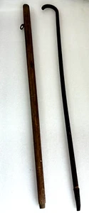 Vintage Primitive Wooden Canes / Walking Sticks 33" ~ Lot of 2 Antiques - Picture 1 of 9