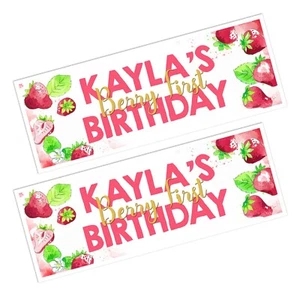 WANDBANNER ERDBEERE HAPPY BIRTHDAY PERSONALISIERT - Bild 1 von 3