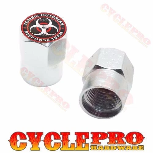 2 Tapas de Válvula Personalizadas de Aluminio Billet Hexagonal Plateado Motocicleta Bicicleta ZOMBIE BREAK R Foto 1 de 1