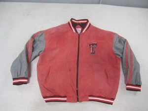 Texas Tech Jacket Mens 2XL Red Gray NCAA Basketball Leather Wool Collegiate XXL - Picture 1 of 13