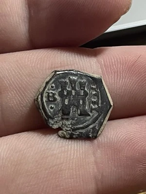 1600-е 4 Мараведи Коб Испанская Колониальная Старая Монета Бургос Монетный двор Пиратская Золотая Эра - Изображение 1 из 2