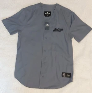 Hollister Men's Grey Button Up Short Sleeve Shirt Casual Top Summer - Picture 1 of 7