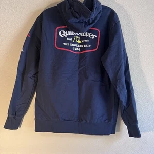 Quiksilver Youth XL Hoodie Navy Blue Surf Goods 1969 Logo Boys Sweatshirt - Picture 1 of 12