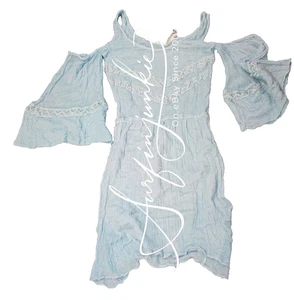 Herren Piraten Booty Gaze Cold Shoulder Kleid hellhimmelblau L Large neu mit Etikett Boho - Bild 1 von 7