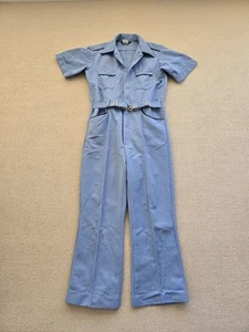 Vintage 1970s Men's powder blue leisure 40" Flared Collar Bell Bottom - Picture 1 of 6