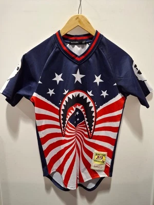 Hudson Men's Red/White/Blue Size M Hometown Collection Shark Jersey - Image 1 of 4