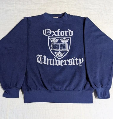 Vintage Oxford University Sweatshirt Sz Small ? (Faded Tag) Navy Blue Crew Neck - Image 1 of 4