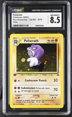 CGC 8.5 Poliwrath 9/75 Holo 1st Edition Neo Discovery Pokémon Card - Image 1 of 2