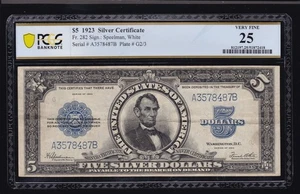 US 1923 $5 Lincoln Porthole Silver Certificate Note FR 282 PCGS 25 VF (487) - Picture 1 of 2