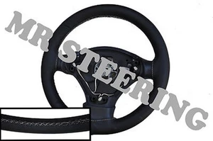 FOR FORD PUMA QUALITY ITALIAN LEATHER STEERING WHEEL COVER WHITE STITCH NEW - Picture 1 of 1