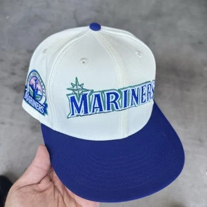 Gorra de béisbol ajustada cruzada talla 7 New Era Seattle Mariners Script - Imagen 1 de 3
