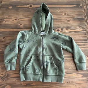 Carter’s Boys Green Dinosaur Full-Zip Hoodie Size 7 Cotton Jacket - Picture 1 of 5