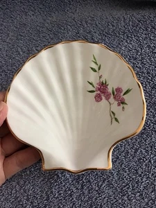 Böhm Porzellan Bonboniere Floral Muschel Schmuckschale England Goldrand Nachlass - Bild 1 von 8