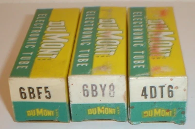 Lote de 3 tubos de vacío electrónicos DuMont NOS (nuevo stock antiguo) 6BF5 6BY8 4DT6 Foto 1 de 4