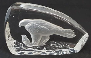 Wedgwood clear etched glass vintage Art Deco antique eagle bird paperweight - Picture 1 of 10